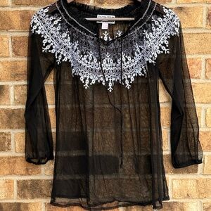 Black Sheer Lace Top by pink cattlelac
